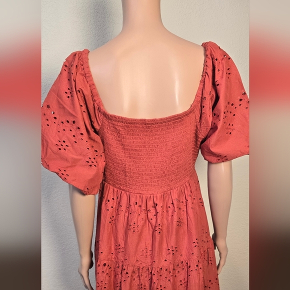 Meadow Rhodes women's maxi Orange dress balloon sleeve size Large - Picture 3 of 10